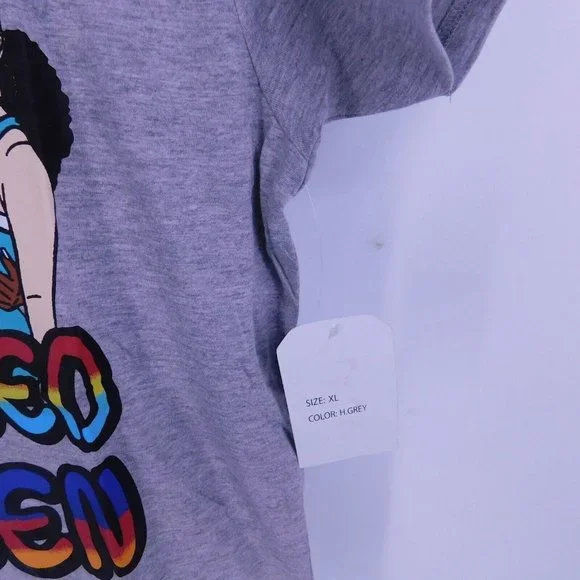 Blessed Queen Ethnic Graphic T-Shirt Juniors S M L XL Grey Drawstring - Picture 4 of 7